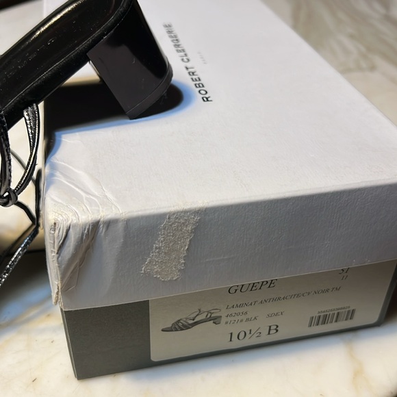 Robert Clergerie Paris Strappy Sandal 1 3/4” Heel Size 10.5B Metallic Blk/Gray - Picture 13 of 13